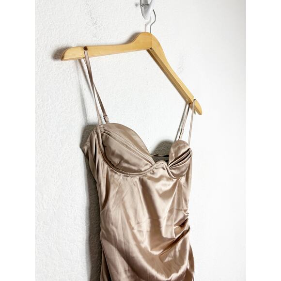 Babyboo Zola Champagne Maxi Dress Size XS Satin Corset Lace Up Gown Wedding - Picture 7 of 15